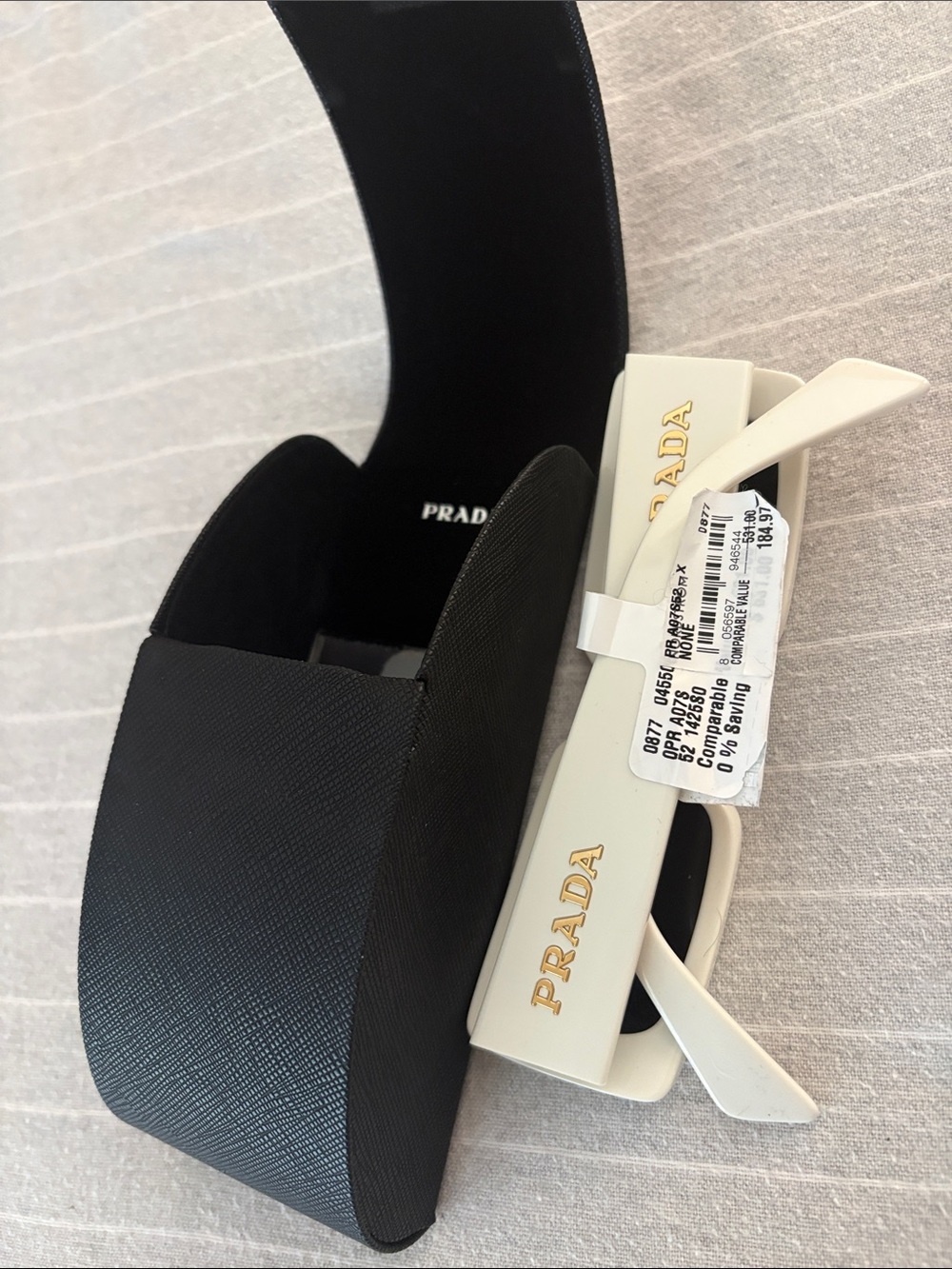 Authentic Prada Sunglasses Off-White color and Gold Logo